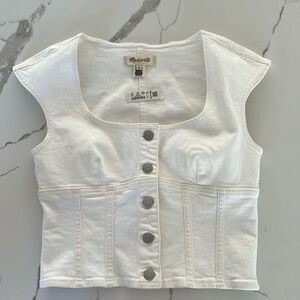 Madewell white denim cap sleeve shirt/vest size 2